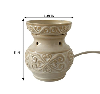 Hosley 5 High Cream Ceramic Electric Warmer. Ideal Gift for Wedding Spa Aromatherapy. Use with Wax Melts Cubes and Fragrance Oils. - color: Cream