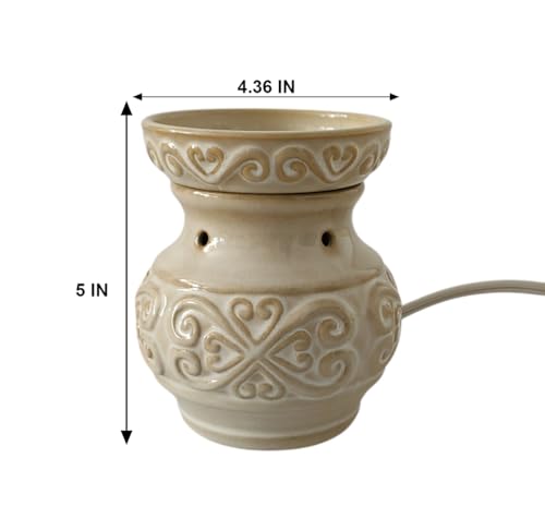 Hosley 2-Pack 5" High Cream Ceramic Electric Warmer. Ideal Gift for Wedding Spa Aromatherapy. Use with Wax Melts Cubes and Fragrance Oils. - color: Cream*2