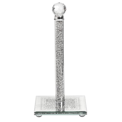 Paper Towel Holder Countertop, Silver Paper Towel Roll Dispenser Stand Weighted Base Non Slip Filled with Sparkly Crystal Crushed Diamond for Home Kitchen Bathroom Tabletop - color: Silver