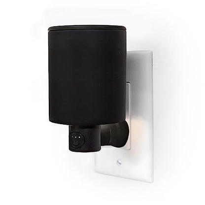 Happy Wax Black Outlet Timer Warmer for Scented Wax - Compact Ceramic Wall Plug in Wax Melt Warmer with Timer - Wax Melter for Home Fragrance with Removable Silicone Dish - color: Black