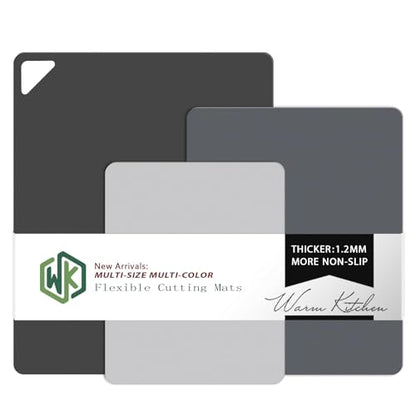 WK Flexible Plastic Cutting Boards Mats for Kitchen, Flexible Non Slip Cutting Mat, Thin Cutting Sheets, BPA Free, Dishwasher Safe, Multi Sizes - color: Multi Grey - S&M&L - 3