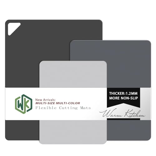 WK Flexible Plastic Cutting Boards Mats for Kitchen, Flexible Non Slip Cutting Mat, Thin Cutting Sheets, BPA Free, Dishwasher Safe, Multi Sizes - color: Multi Grey - S&M&L - 3