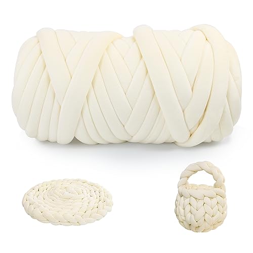 Chunky Yarn for Arm Knitting, guofa 2.2LBS Soft Fleece Yarn for Throw Blanket Pillow, Hand Knitting Bag, Cat Bed and DIY Home Decorations - color: Beige, size: 37 Yards