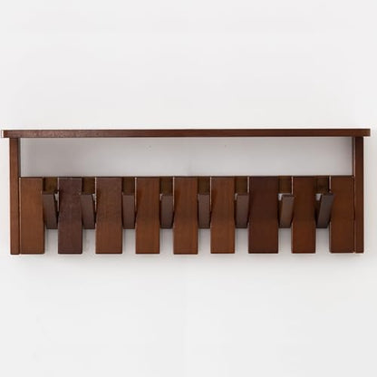 Wooden Coat Rack Wall Mount with Shelf, Heavy Duty Entryway Organizer with 8 Hooks,Coat Hooks Hanger for Coats, Hats, Bags & Towels, Walnut Wall Hanger for Hallway, Bedroom, Kitchen (8 Hooks) - size: 8 Hooks