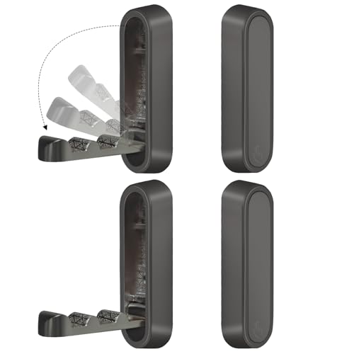 4PCS Folding Coat Hooks, Flip Down Hook, Foldable Gold Hook Wall, Heavy Duty Invisible Folding Hooks for Hanging Coats, Bags, Hats, Cooking Utensil, Bathrobes, Keys (Black) - color: Black, size: 4 Hooks
