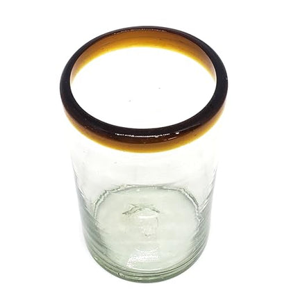 Amber Rim 14 oz Drinking Glasses (set of 6), Recycled Glass, Lead-free, Toxin-Free (Drinking) - style: 14 oz Drinking
