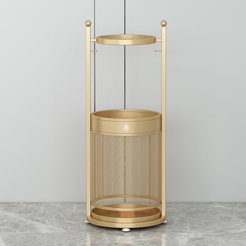 Commercial Metal Umbrella Stand Holder Indoor Large-Capacity Umbrella Stand Racks with Removable Drip Tray Entrance Umbrellas Organizer Freestanding Umbrella Basket for Home Office Entryway.(Gold) - color: Gold