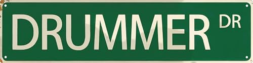 Classic Drummer Street Metal Sign 4x16 in Wall Art for Music Lovers Installation for Home Decor - color: Drummer
