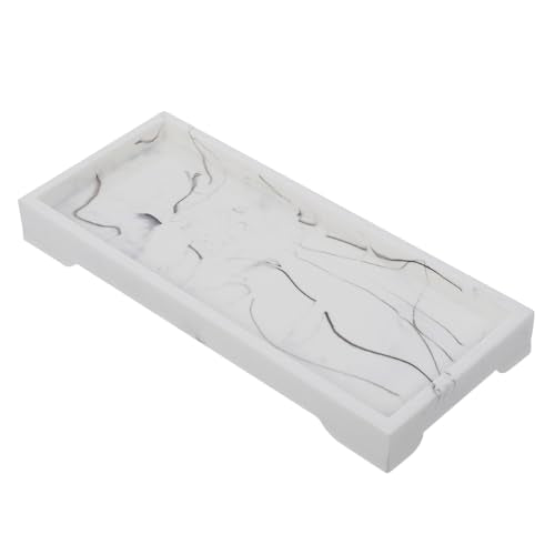 Bathroom Marble Tray Resin White Storage Organizer | Simple Design, Delicate Smooth Texture, Marbling Grain, Easy to Clean, for Home and Restaurant Use