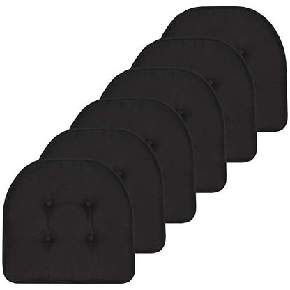 Sweet Home Collection Chair Cushion Memory Foam Pads Tufted Slip Non Skid Rubber Back U-Shaped 17" x 16" Seat Cover, 6 Count (Pack of 3), Black - color: Black, size: 6 Pack, style: Foam Pads