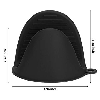 tifanso 1 Pair Heat Resistant Silicone Oven Mitts & Pot Holders for Cooking | Mini Non-Slip Pinch Grip, Food Grade Silicone, Ideal for Air Fryer Baking & Grilling, Easy to Clean & Durable - color: Black