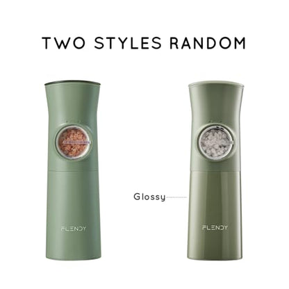 Flendy Gravity Electric Salt and Pepper Grinder Set with Charging Base | USB-C Charging Base, Gravity-Activated, Automatic, Rechargeable, Dust Cover, Large Capacity, Slim, Kitchen Housewarming Gift - color: Sage