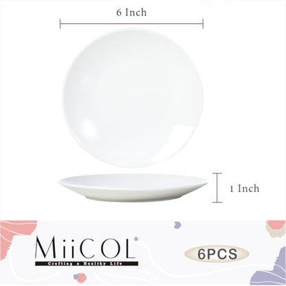 Miicol Ceramic White Appetizer & Dessert Plates Bundle, 6" and 8" Porcelain Serving Set of 12