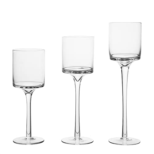 3Pcs A Set Elegant Tea Light Glass Candle Holders Wedding Table Centrepiece Suitable for Candles Under 6cm (2.36") in Diameter (1SET Clear) - color: 1set Clear