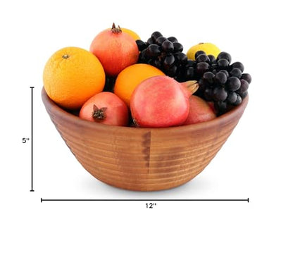 Arthur Court Large Acacia Wooden Hive-Style Salad Bowl - Unique Serving Bowl for Fruits, Snacks, and Salads - 5" H x 12" Diameter - size: 5 inch Tall x 12 Diameter