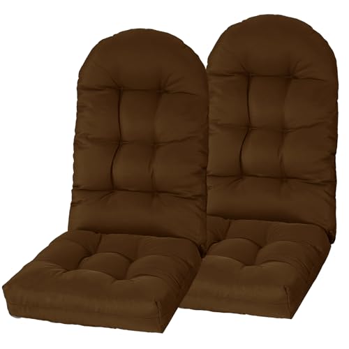Yddsky Waterproof Patio Chair Cushion Set of 2, High Back Comfy Chair Cushion Pad with Ties for Outdoor/Indoor, 43.4 X 19.6 X 3.9 in. Coffee 2 - color: Coffee