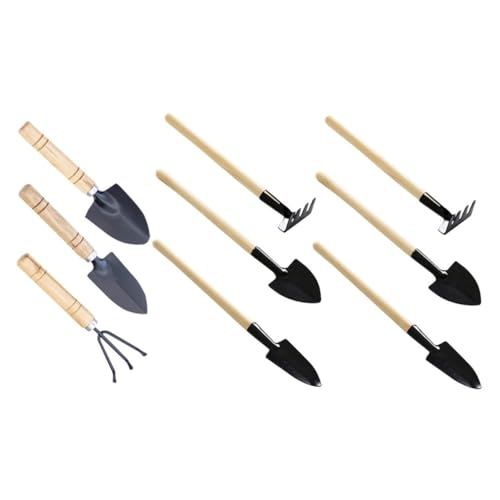 Happyyami 9pcs Mini Garden Tool Set for Indoor Plants and Herb Gardens – Hand Trowels and Cultivators with Metal Blades, Small Handles for Flower Planting and Soil Loosening