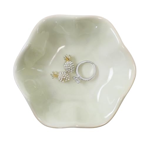 Green Lotus Leaf Shape Ring Jewelry Dish Holder,Small Trinket Jewelry Tray,Decorative Jewelry Plate Bowl,Key Bowl,Mothers Day Birthday Engegament Gifts for Women Mom Friends,Ceramic - color: Lotus Green
