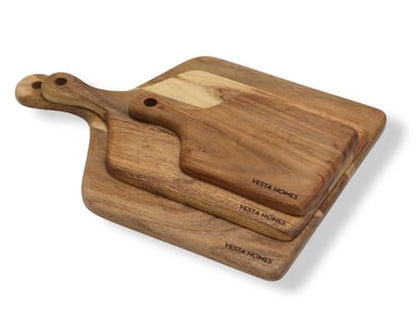 Vesta Homes Cutting Boards for Kitchen, Large Wood Chopping Board Set of 3 | Acacia Charcuterie Board, Cheese Platter | 16.5 * 12, 15 * 8, 10x6 Inches | Handcrafted in India - size: 16.5"L x 12"W, 15"L x 8"W, 10"L x 6"W