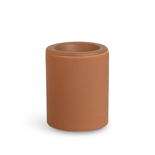 Happy Wax Clay Mini Mod Warmer for Scented Wax - Small Tabletop with Timer - Electric, Ceramic with Removable No Mess Silicone Dish - color: Clay