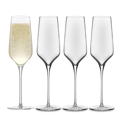 Libbey Signature Champagne Flute Glasses Set, Stylish, Dishwasher Safe Champagne Glasses Set of 4, Champagne Gift Set for Weddings and Events - color: Greenwich Flute 4