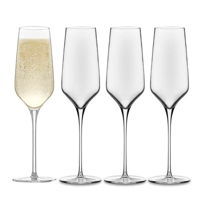Libbey Signature Champagne Flute Glasses Set, Stylish, Dishwasher Safe Champagne Glasses Set of 4, Champagne Gift Set for Weddings and Events - color: Greenwich Flute 4