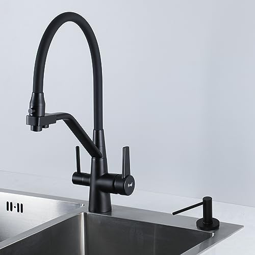 Upgraded Matte Black Soap Dispenser for Kitchen Sink, Stainless Steel Countertop Pump, Built in Sink Soap Dispenser with 47" Extension Tube kit - color: Matte Black