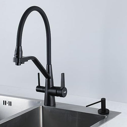 Upgraded Matte Black Soap Dispenser for Kitchen Sink, Stainless Steel Countertop Pump, Built in Sink Soap Dispenser with 47" Extension Tube kit - color: Matte Black