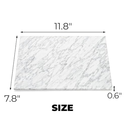 Hiceeden 8 x 12 Inches Marble Cutting Board, Stone Cutting Board with Non-Slip Feet for Kitchen Countertop, Rectangular Serving Slab for Charcuterie, Cheese, Pastry, Scratch & Heat Resistant, White