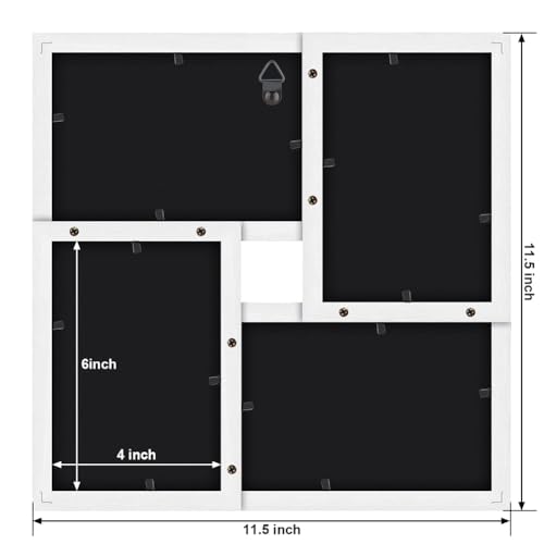 RPJC 4x6 Solid Wood Real Glass Collage Picture Frame Wall Display White | 4-opening Family Multi Photo Frames, Gift-Ready in White Box, A tasteful gift - color: White, size: 4x6-4opening