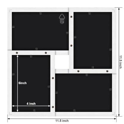 RPJC 4x6 Solid Wood Real Glass Collage Picture Frame Wall Display White | 4-opening Family Multi Photo Frames, Gift-Ready in White Box, A tasteful gift - color: White, size: 4x6-4opening