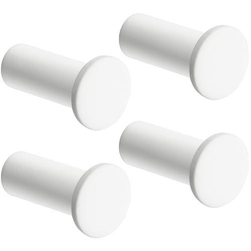 SAYAYO White Coat Hooks Wall Mount, Modern Towel Hooks for Bathrooms 4 PCS | SUS304 Stainless Steel Hooks for Hanging, Heavy Duty Robe Hooks - color: White, size: 4P - Round