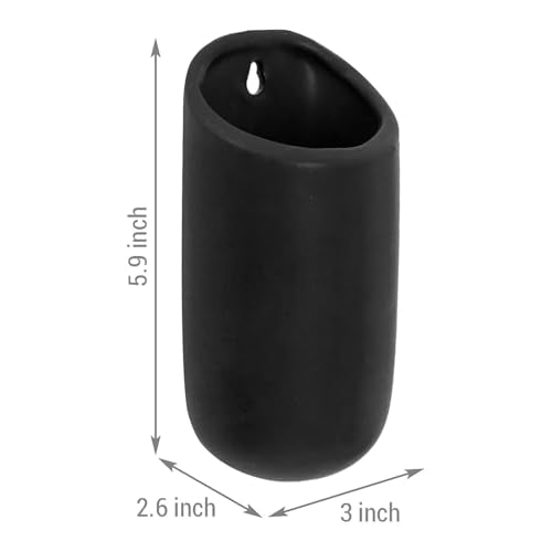 MyGift 6 Inch Black Ceramic Wall Planters for Succulents, Set of 4 | Matte Cylindrical Wall-Mounted Hanging Pots for Herbs, String of Pearls & Indoor Plant Displays - color: Matte Black (6 Inch)