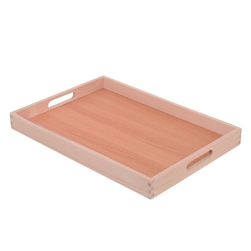 Wooden Serving Tray with Handles (17 Inches) – Decorative Serving Trays Platter for Breakfast in Bed, Lunch, Dinner,Ottoman, Appetizers, Patio, BBQ,Coffee Table, Party (Beech) - color: Beech
