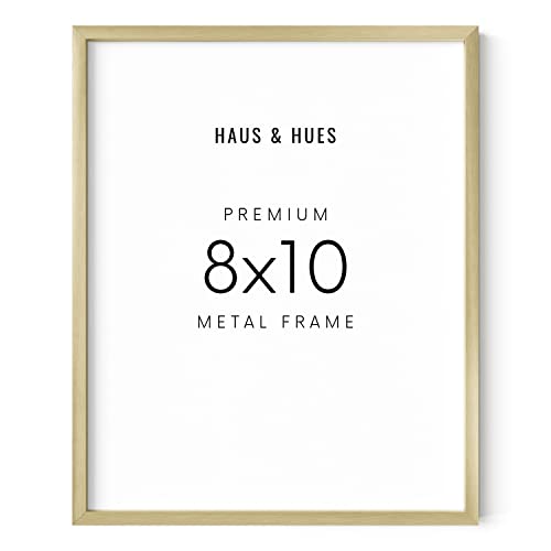 HAUS AND HUES 8x10 Gold Picture Frame - Modern Aluminum Wall Art Display - Lightweight 8x10 Frame for Photos, Prints, Posters - Ready-to-Hang Vertically & Horizontally - color: Gold Metal, size: 8x10 in, style: Set of 01
