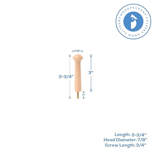 Woodpeckers Screw on Wooden Shaker Pegs 3-1/2-inch w/ 1/2-inch Tenon, Pack of 10 Wooden Wall Hooks, Wood Hooks for Hanging Shaker Peg Rail and DIY Coat/Hat/Towel Hook - color: Pack of 10, size: 3-1/2 Inch Screw-On