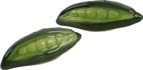 Novelty Ceramic Vegetable Salt and Pepper Shakers Set - Green Peas - color: Green Pea
