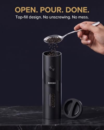 Rechargeable Electric Salt & Pepper Grinder Set, Charging Base, 2-Pk | Adjustable coarseness, large capacity, LED grind light, ceramic core, no batteries needed. Great kitchen gift.