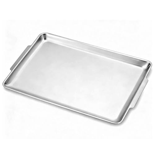 16.3" x 11" Large Serving Platters, Stainless Steel Heavy-Duty Large Serving Trays, Silver Rectangular Plates for Food, Fruit, Party, Wedding, Christmas, Chip and Scratch Resistant - color: Silver-40x28cm