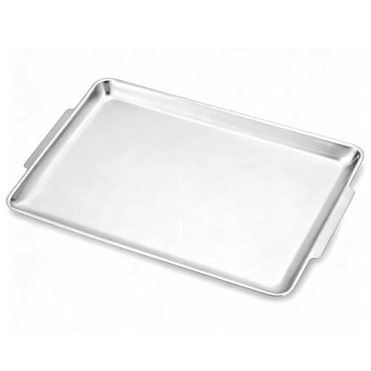 16.3" x 11" Large Serving Platters, Stainless Steel Heavy-Duty Large Serving Trays, Silver Rectangular Plates for Food, Fruit, Party, Wedding, Christmas, Chip and Scratch Resistant - color: Silver-40x28cm