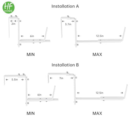 HFHOME Set of 4 Adjustable Window Planter Box Brackets, White Brackets for Window Boxes Planters, Planter Shelving with Adjustable Size The Width of The Bottom of The Planter Box (Patent Registered) - size: Set of 4 - White