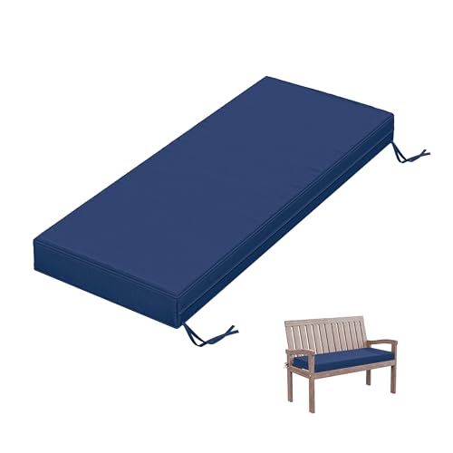 Outdoor Bench Cushion 45×18×3.5 in Thick Waterproof Patio Furniture Cushions, Patio Porch Swing Replacement Seat Pad with Tie Straps and Anti-Slip, for Backyard Garden, Blue - color: Blue, size: 45 x 18 x 3.5 in