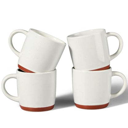 E-far Ceramic Coffee Mug Set of 4, 12oz Stoneware Coffee Cup with Handle, Porcelain Tea Cups, Modern Farmhouse Latte Mug Gift Set for Women & Men, Microwave Safe, Speckled White - color: Speckled White