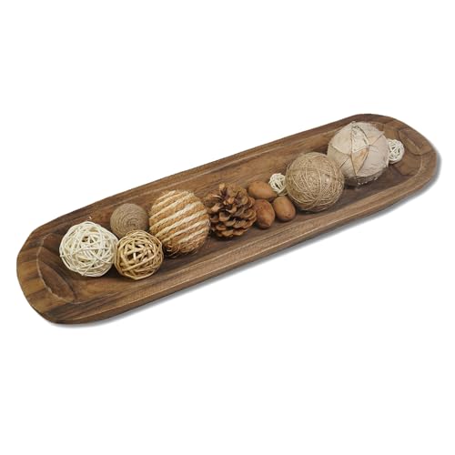 Decorative Bowl Vintage Wooden Dough Bowls Hand Carved, Farmhouse Country, Restaurant, Cafe Decoration, Place Bread, Fruit, Aromatherapy. (20x6x2in) - size: 20x6x2in(Brown)