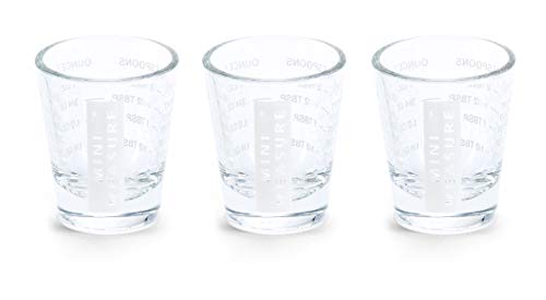 Kolder Mini Measure Heavy Glass, 20-Incremental Measurements Multi-Purpose Liquid and Dry Measuring Shot Glass, White, Set of 3 - color: White, size: Set of 3