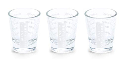 Kolder Mini Measure Heavy Glass, 20-Incremental Measurements Multi-Purpose Liquid and Dry Measuring Shot Glass, White, Set of 3 - color: White, size: Set of 3
