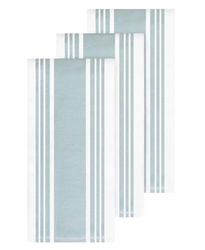 All-Clad Dual-Purpose Kitchen Towels: Highly Absorbent, Super Soft Long Lasting - 100% Cotton, 17"x30" Dish Towels for Cleaning & Drying Dishes, Pans, Glassware, or Countertops, (3-Pack), Rainfall - color: Rainfall