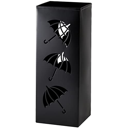 Okllen Metal Umbrella Holder, Square Umbrella Stand Rack for Entryway, 6.3" x 6.3" x 16.5", Black