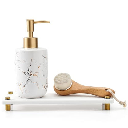 Water Absorbing Stone Sink Caddy Kitchen Sink Organizer Tray, Diatomite Bathroom Counter Tray, Gold Faucet Drying Mat Coaster Soap Dish Rack Riser Dispenser Sponge Holder, White 10" x 4" - color: 10"x 4" - White - Gold