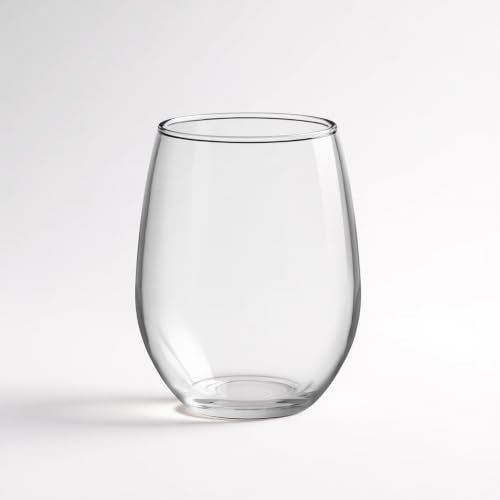 Necessia Set of 6 Stemless Wine Glasses (9oz) – Lead-Free Clear Tumblers – Narrow Rim & Slender Bowl for Enhanced Aromas – Chip-Resistant Rim – Dishwasher Safe – Made in USA